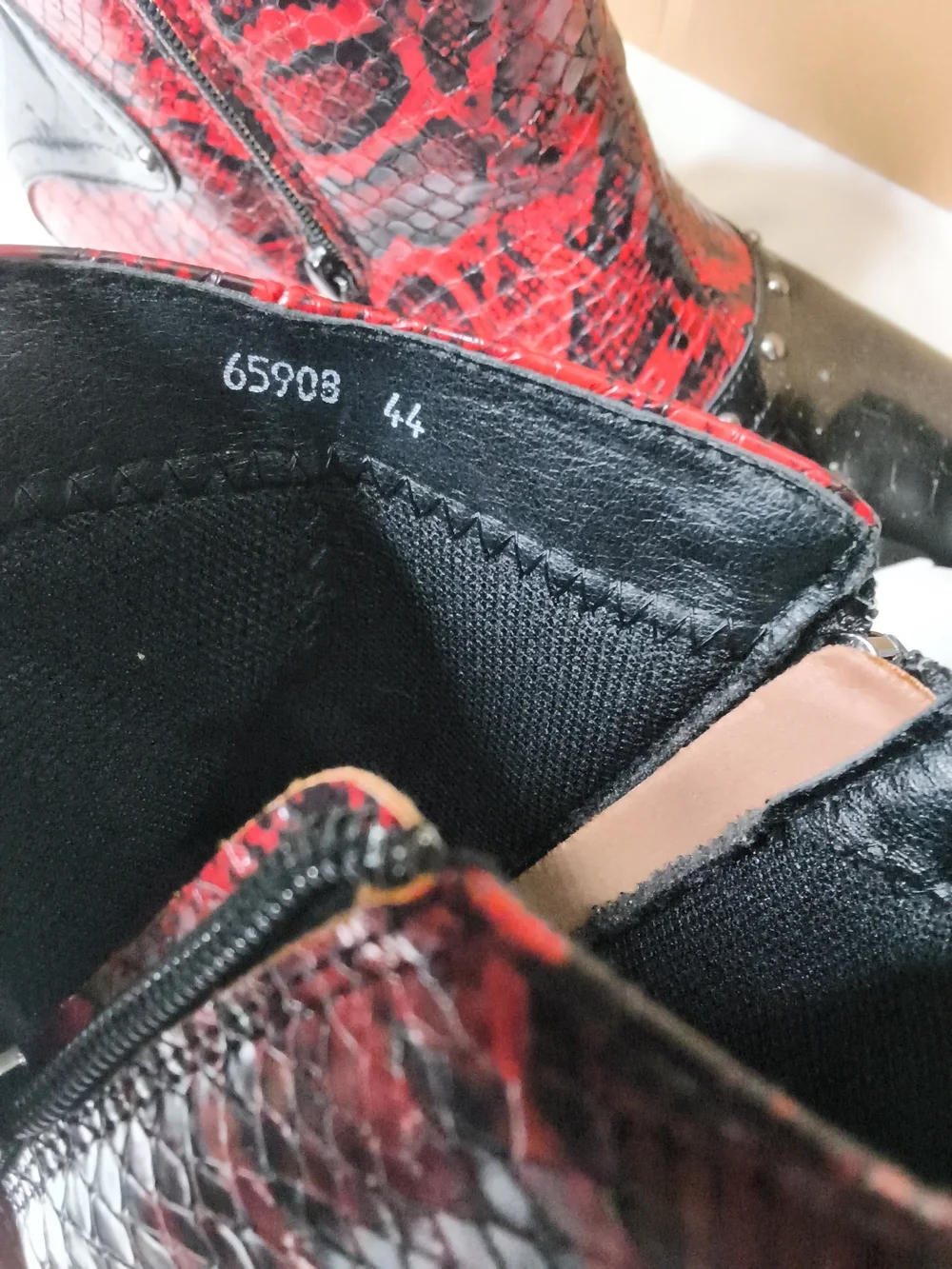 Red Snakeskin and Black Patent Men's Ankle Boots